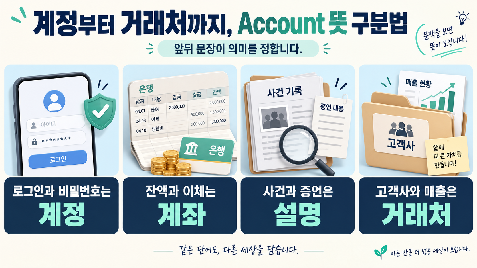 account 뜻을 문맥 순서로 구분하는 방법 정보카드