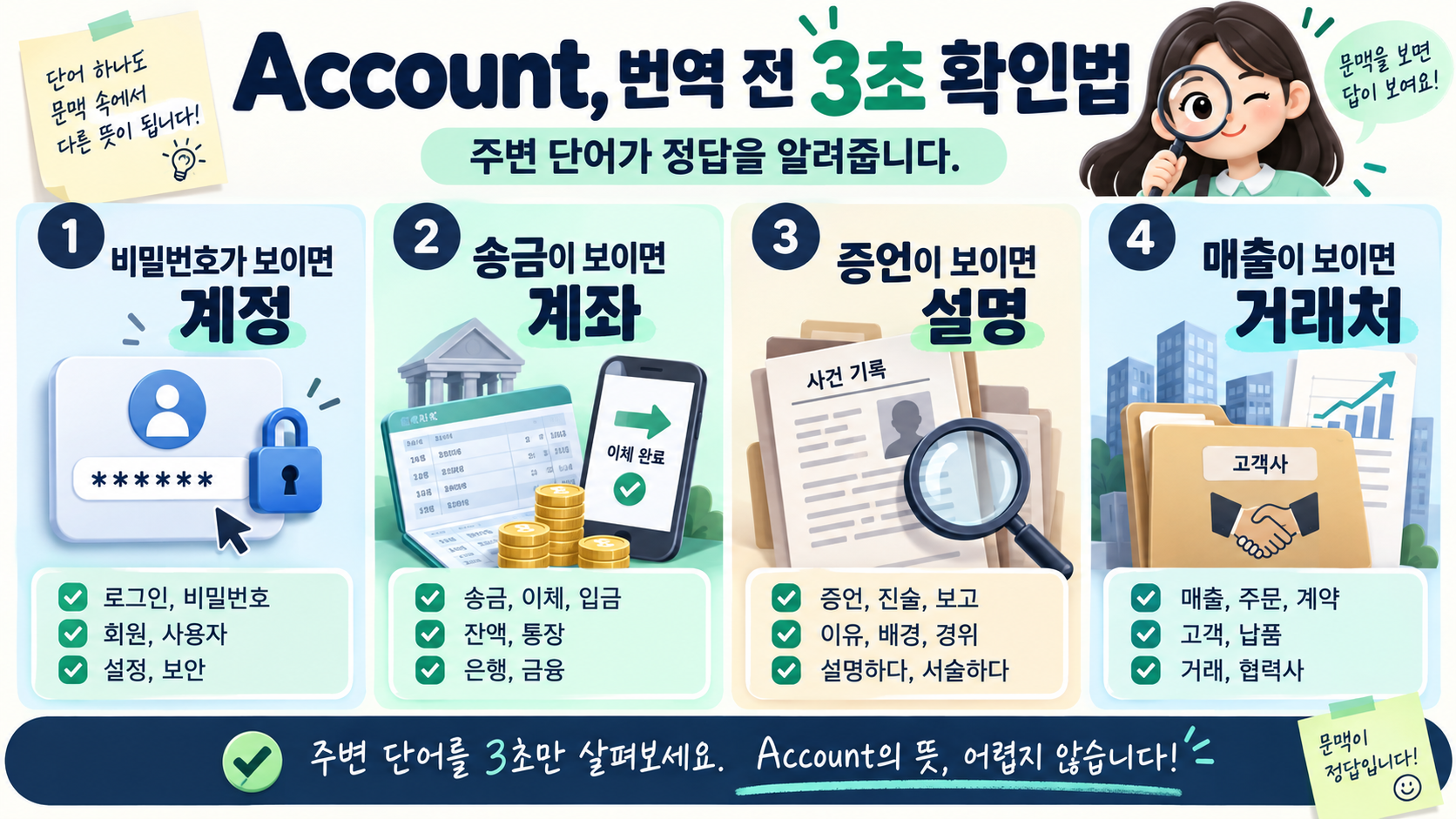 account 사용 전 확인할 점을 정리한 체크리스트 정보카드