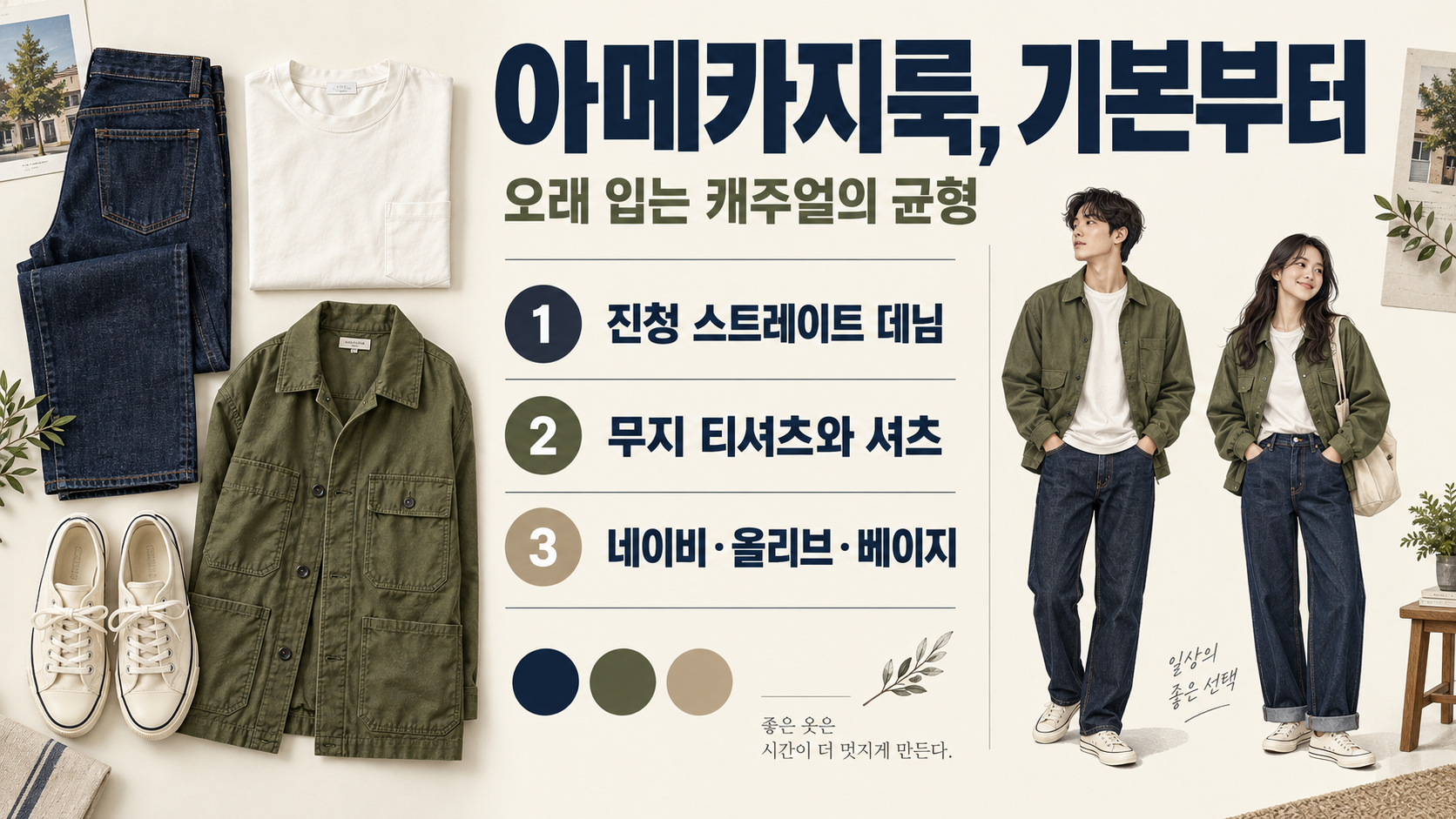 아메카지룩 핵심 아이템과 색 조합을 정리한 한국어 정보카드