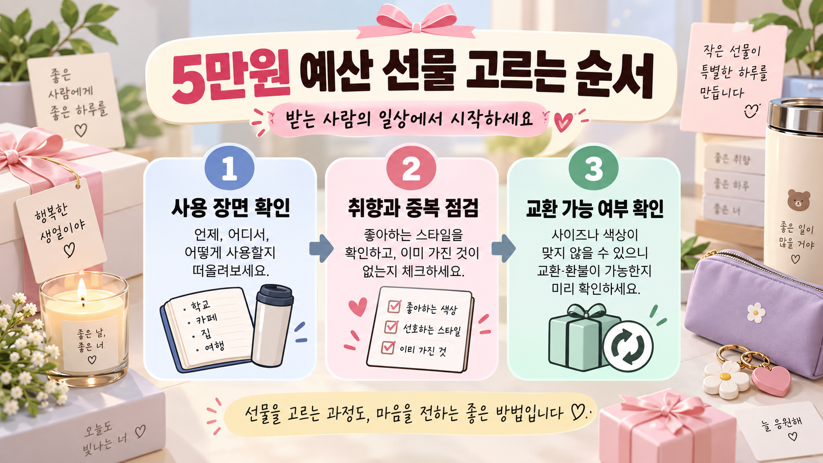 친구 생일선물 고르는 순서 정보카드