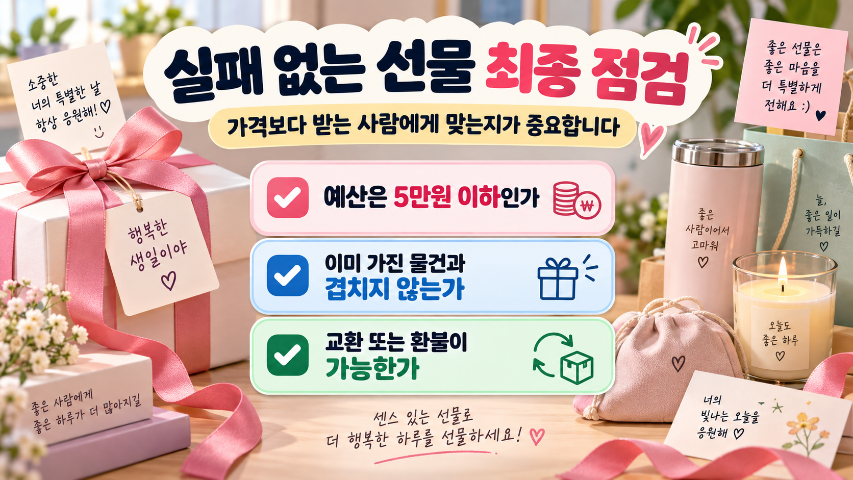 생일선물 구매 전 체크리스트 정보카드