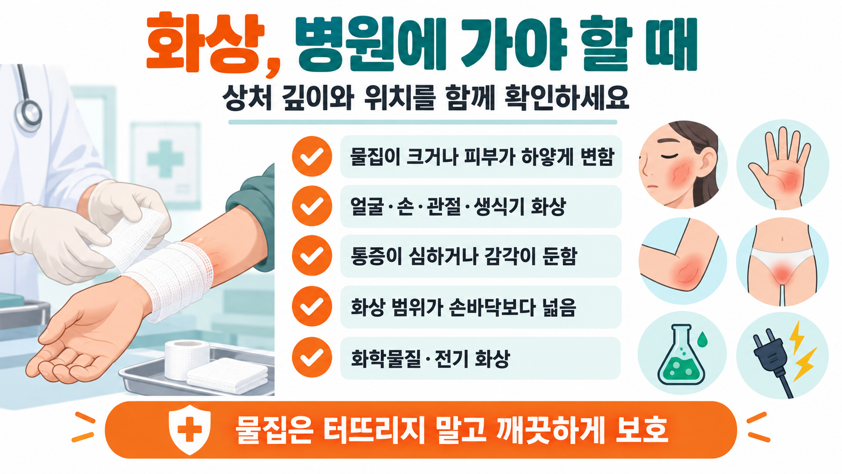 화상 진료가 필요한 경고 신호와 피해야 할 행동을 정리한 한국어 정보카드