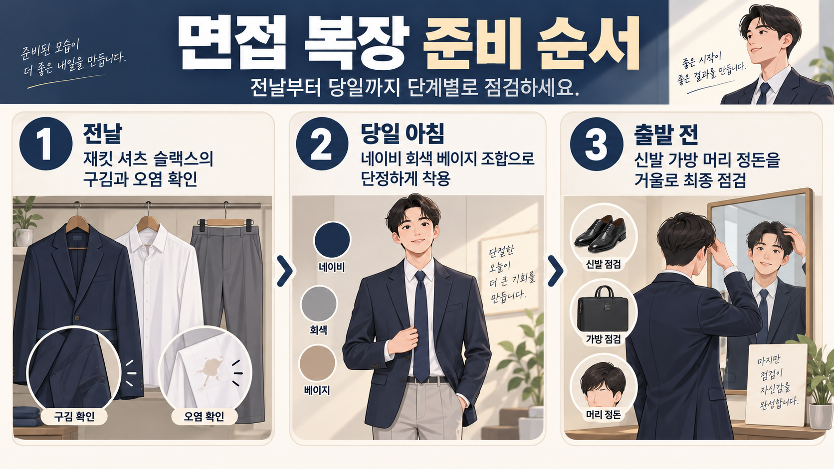 면접 복장 선택 순서 정보카드