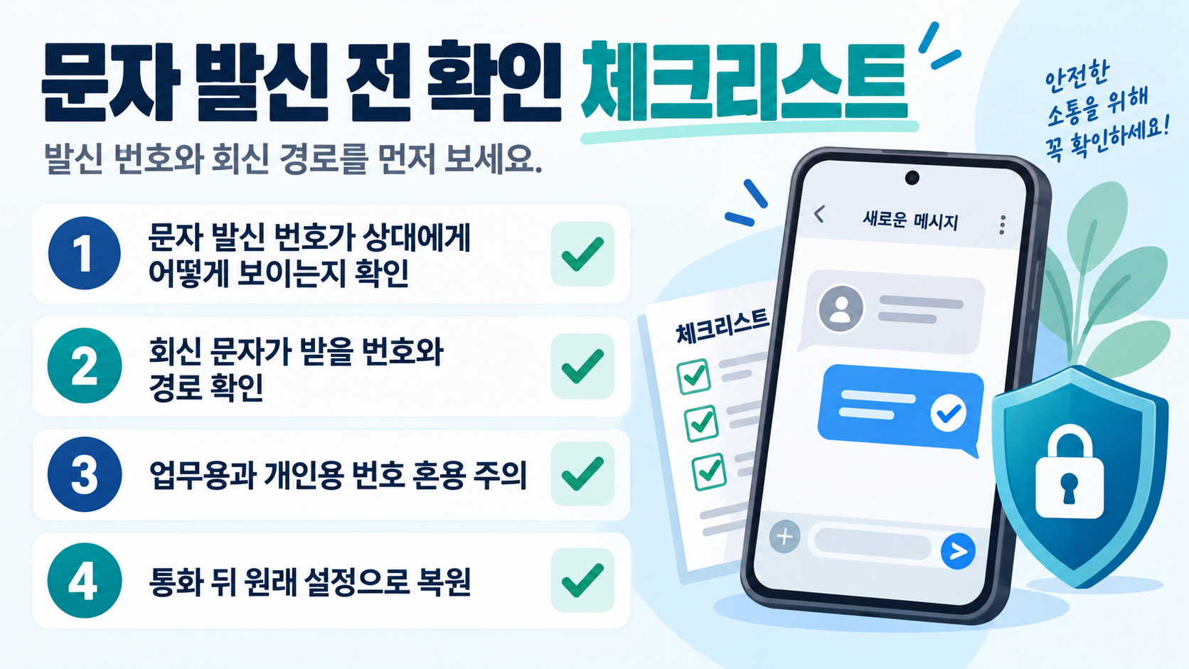 발신자 표시 제한 문자 전송 전 확인사항 정보카드
