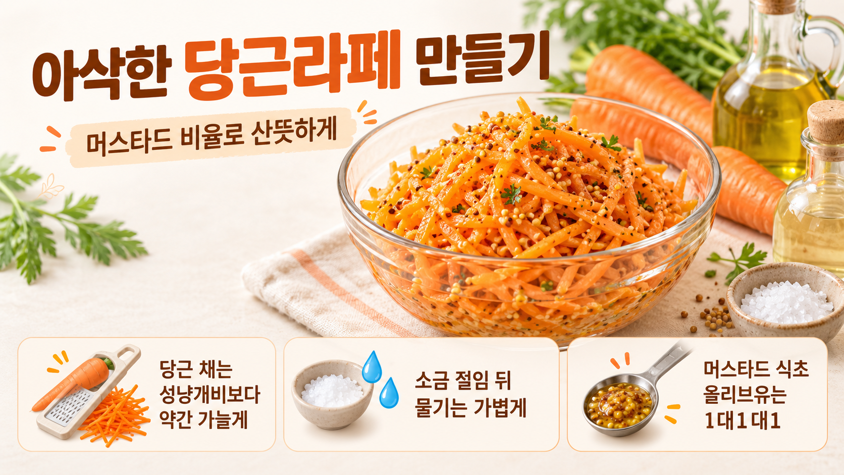 머스타드 드레싱으로 버무린 아삭한 당근라페