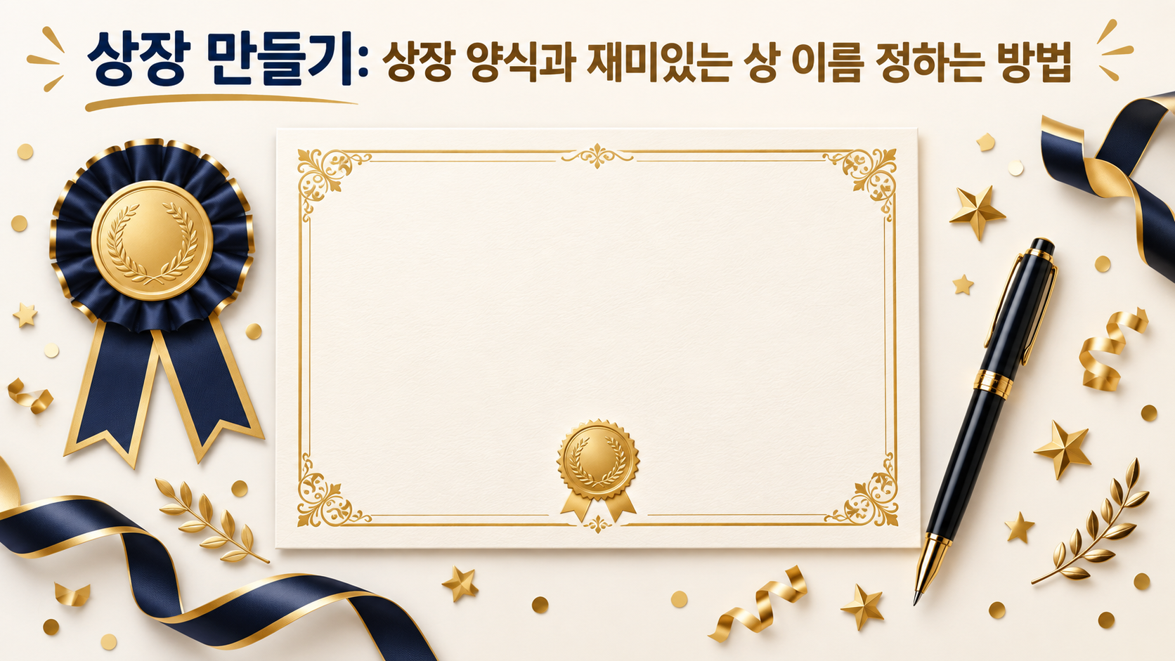 상장 양식과 재미있는 상 이름을 소개하는 한국어 정보카드