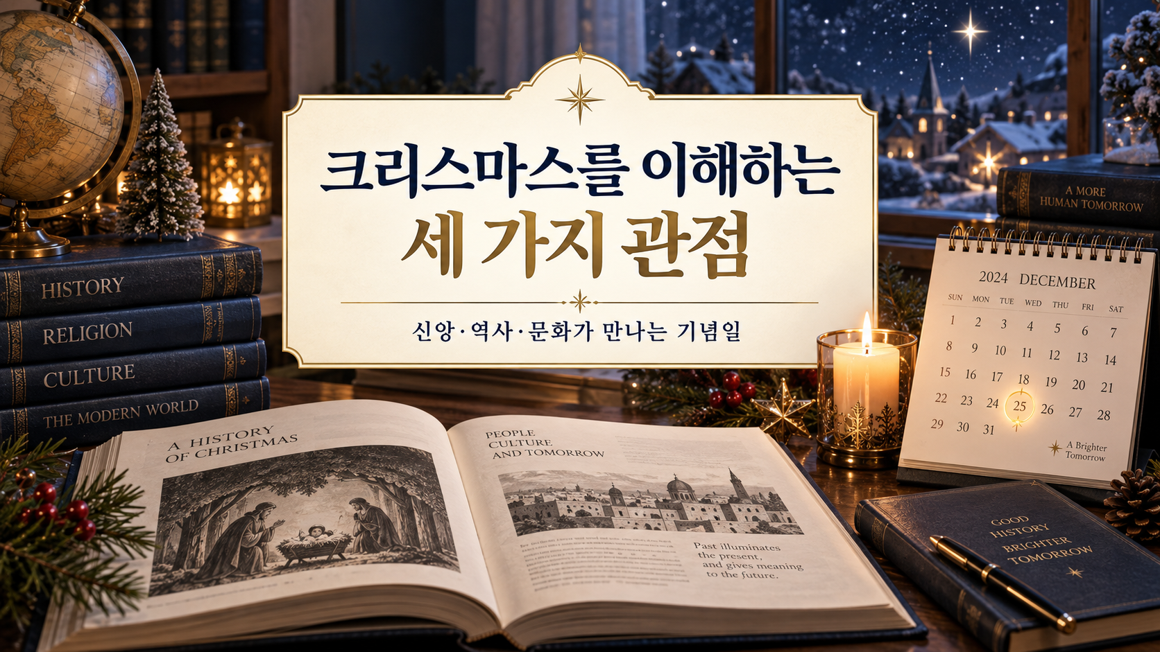 성경 기록과 로마 달력, 현대 성탄 문화를 비교해 보는 한국형 설명 카드