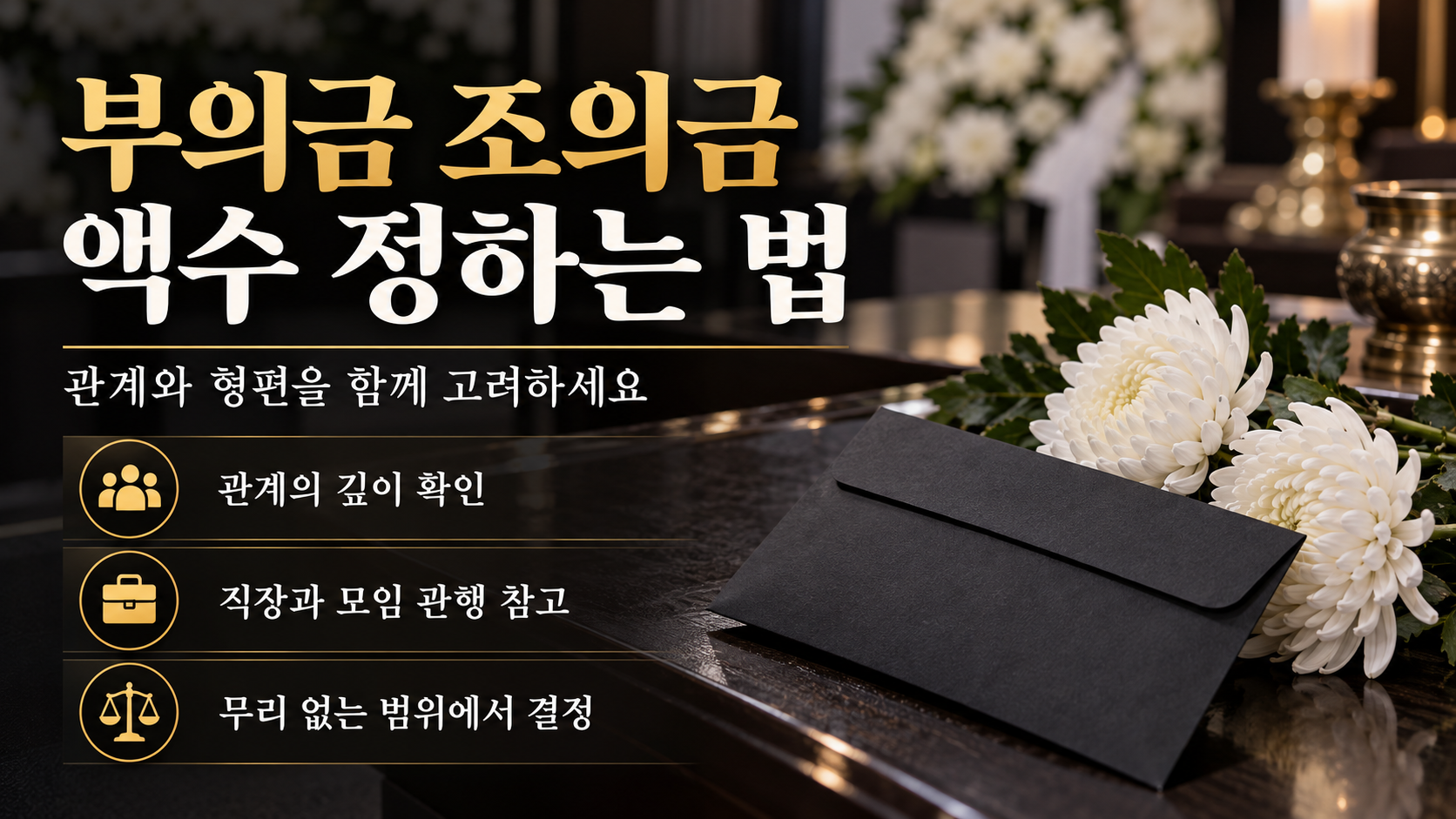 부의금 조의금 액수 기준을 정리한 정보카드