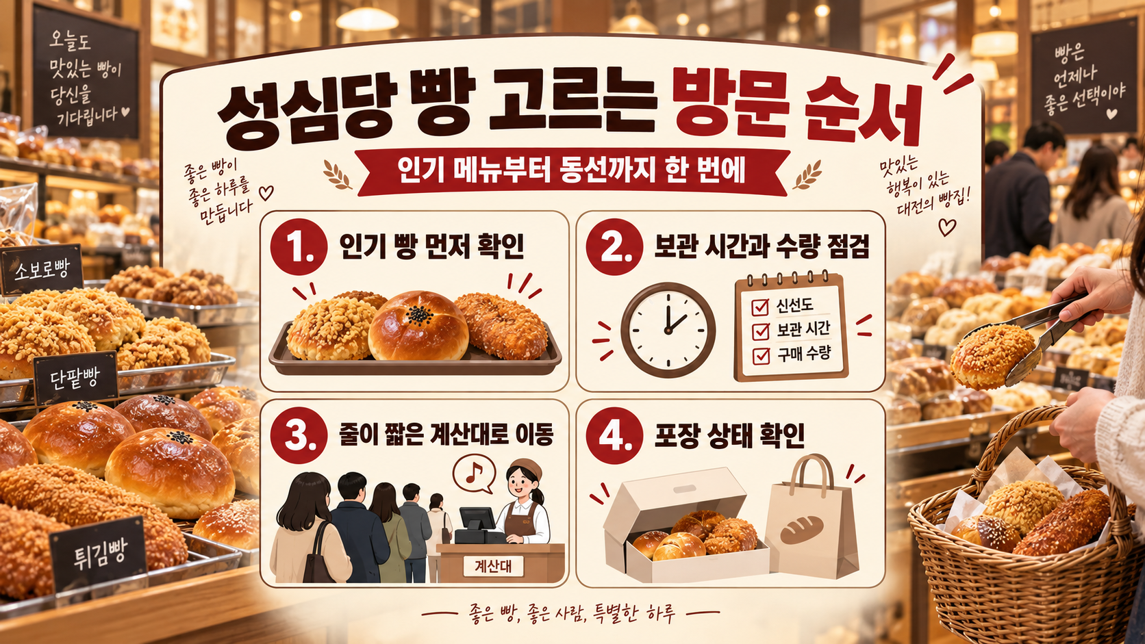 성심당 빵 구매 순서와 보관 방법을 정리한 한국어 정보카드