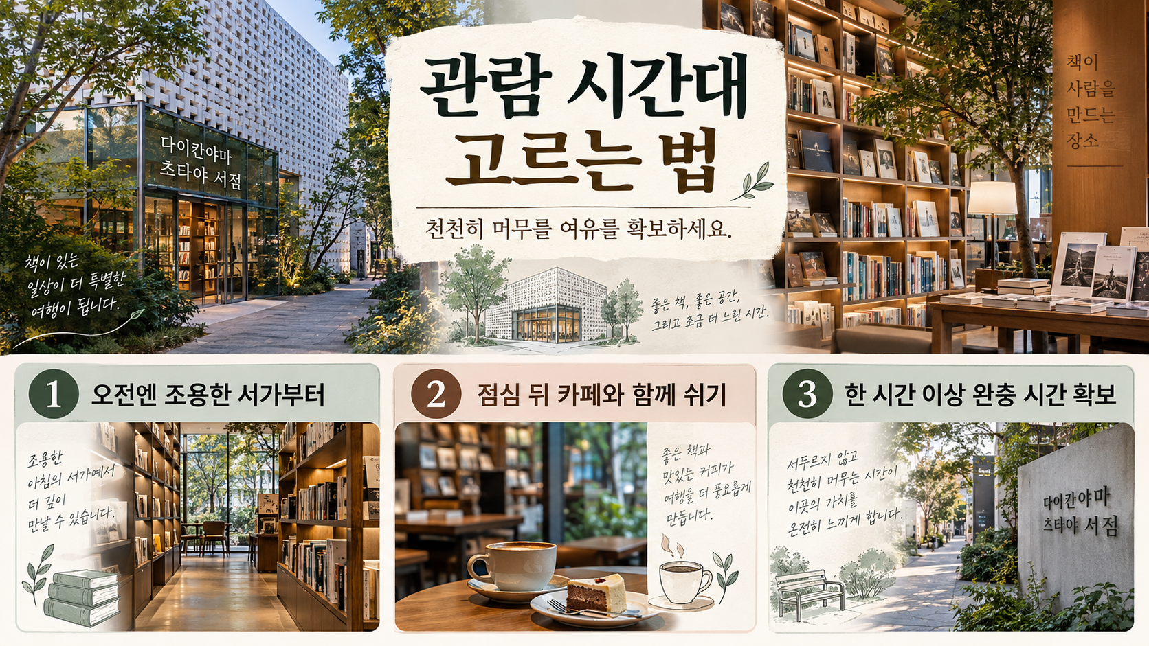 다이칸야마 츠타야 서점 관람 순서를 담은 카드