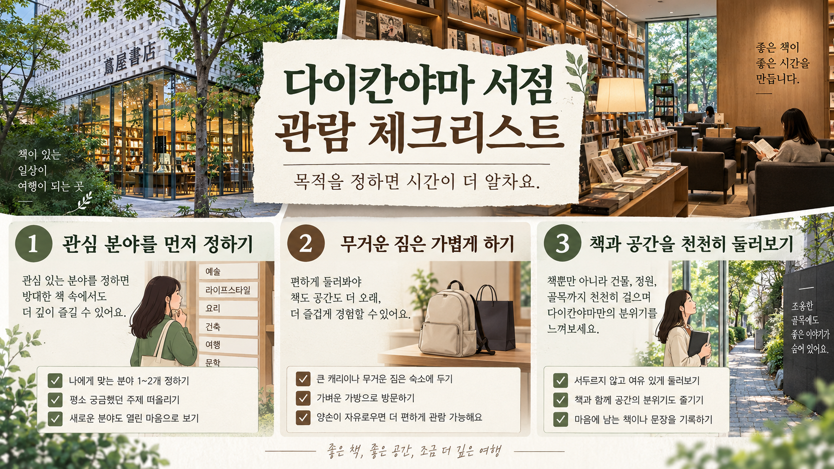 다이칸야마 츠타야 서점 방문 전 점검표 카드