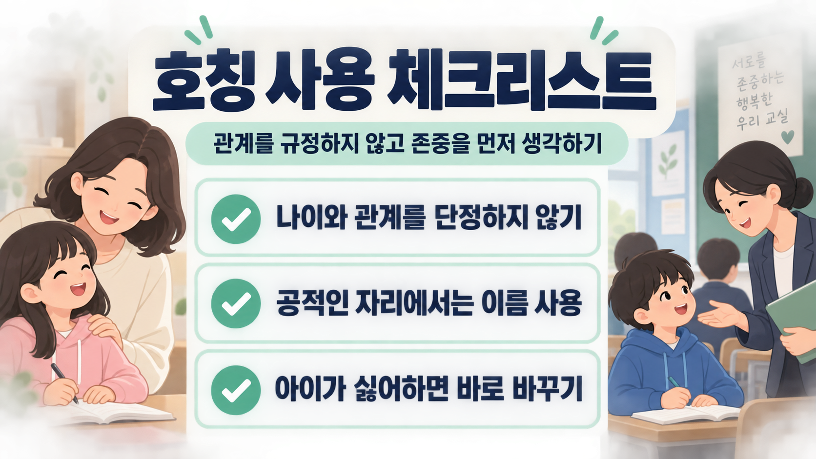 아이 호칭 사용 전 존중 체크리스트 카드