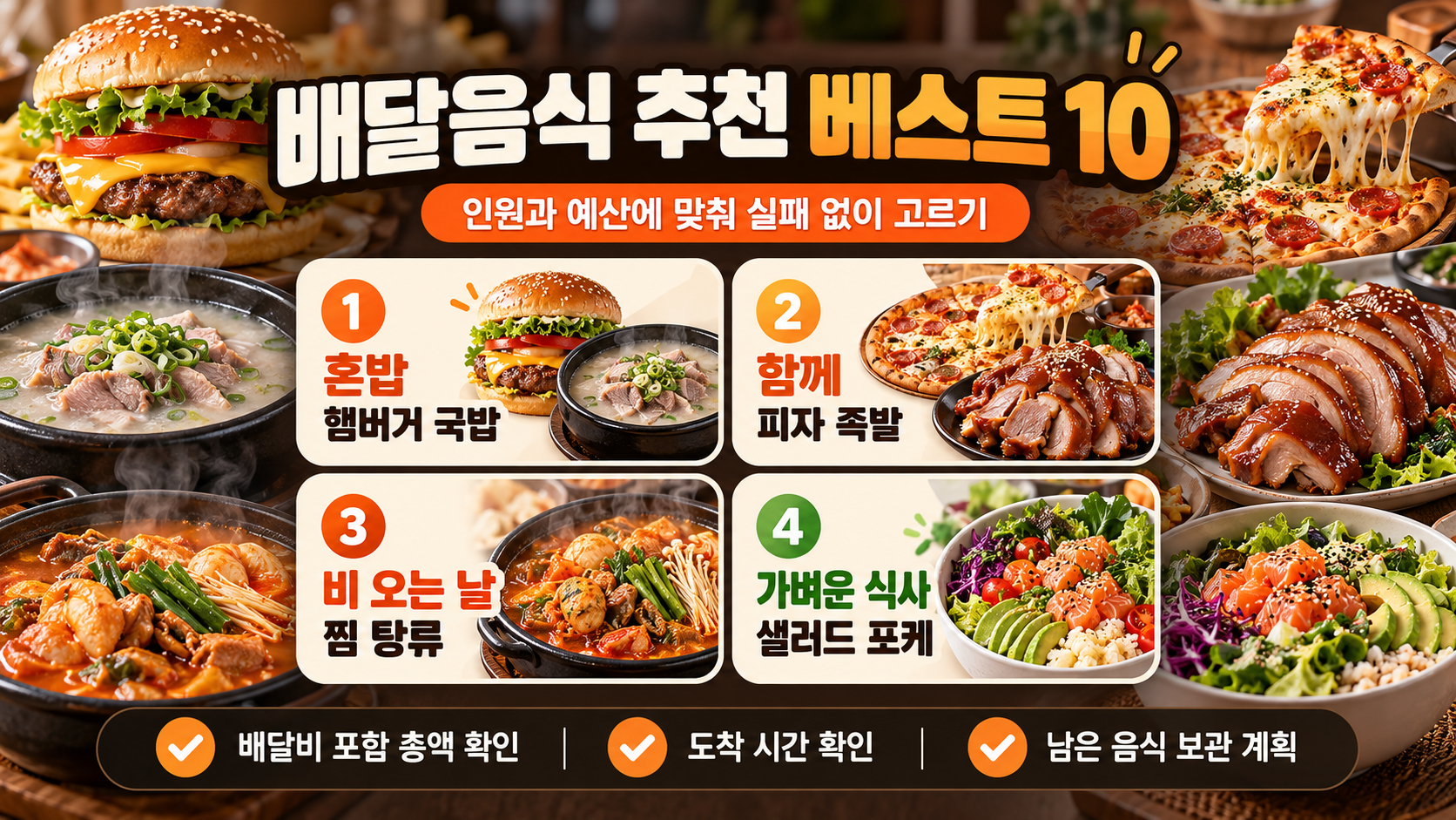 배달음식 추천 베스트 10을 비교하는 한국형 정보카드
