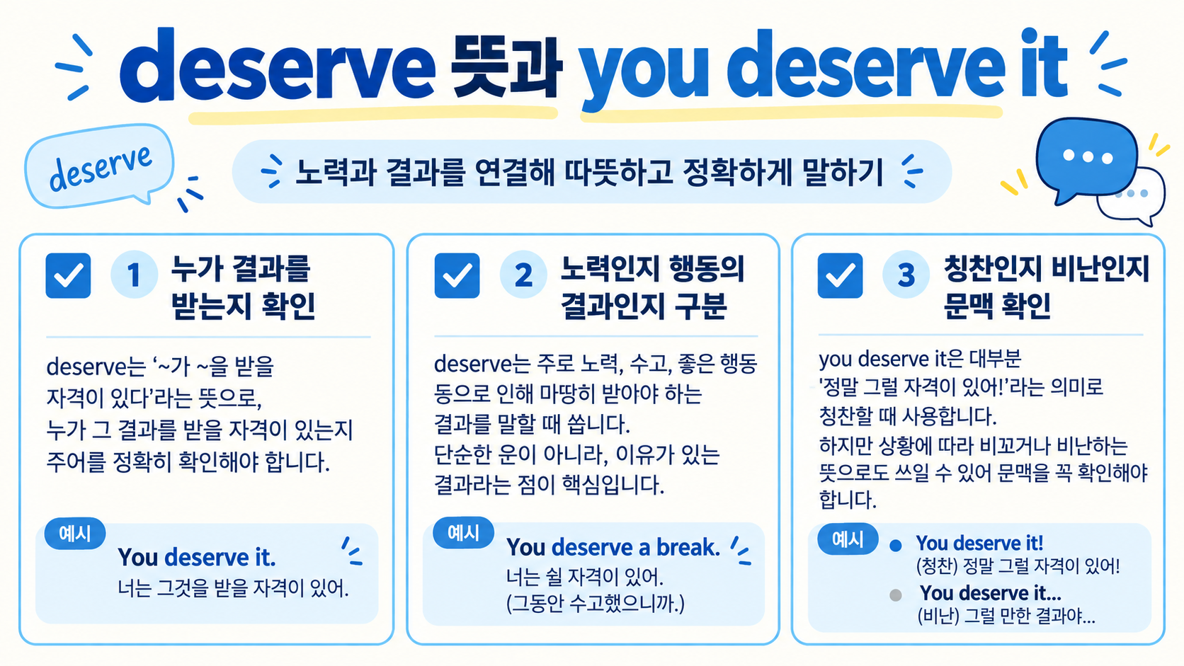 deserve 뜻과 you deserve it 핵심을 정리한 영어 표현 정보카드