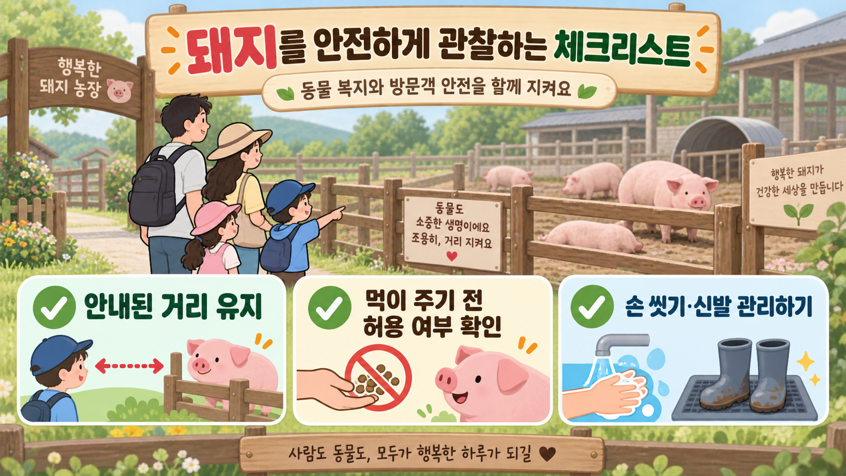 돼지를 안전하게 관찰하는 체크리스트 정보카드