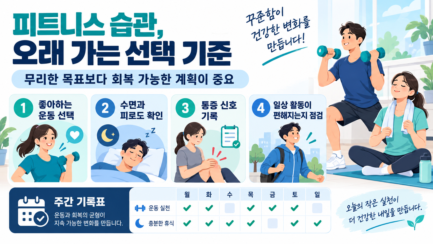 운동 계획을 선택할 때 확인할 기준 정보카드