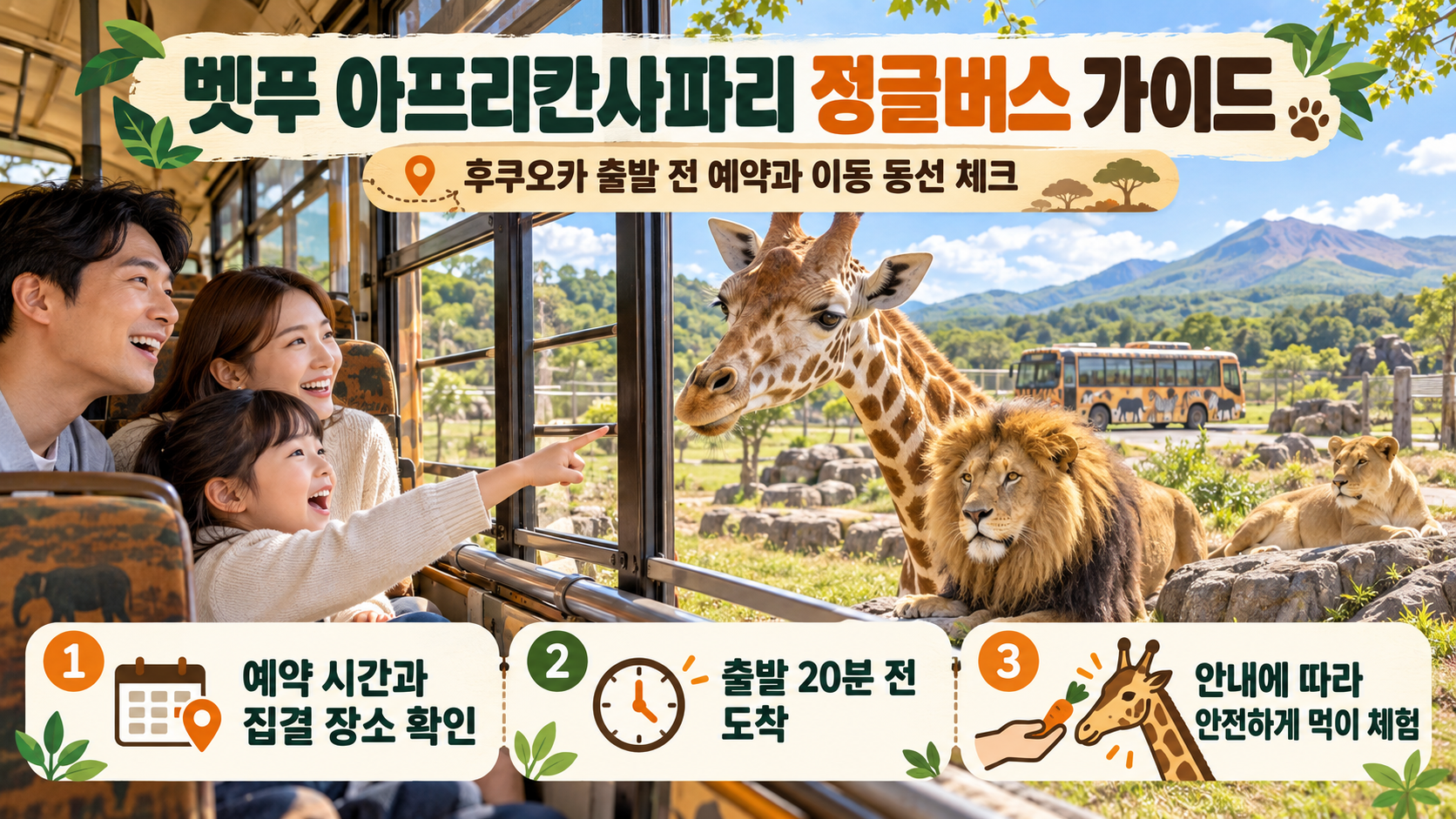 벳푸 아프리칸사파리 정글버스 예약과 이동 핵심 정보 카드