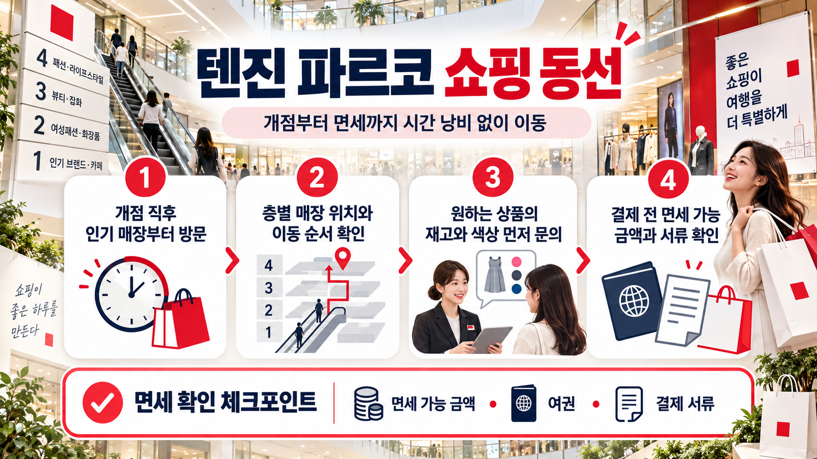 텐진 파르코 효율적인 층별 쇼핑 동선 정보카드