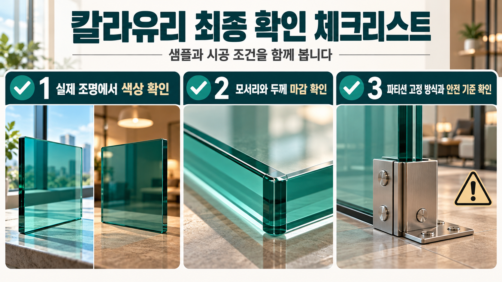 공간별 칼라유리 선택 체크리스트 정보카드