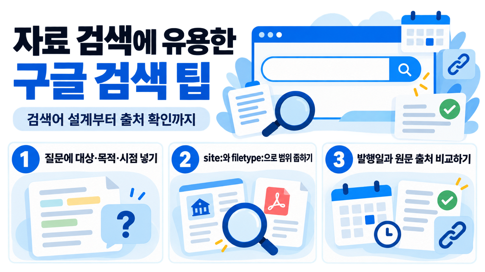 자료 검색을 위한 구글 검색 팁 핵심 정리 카드