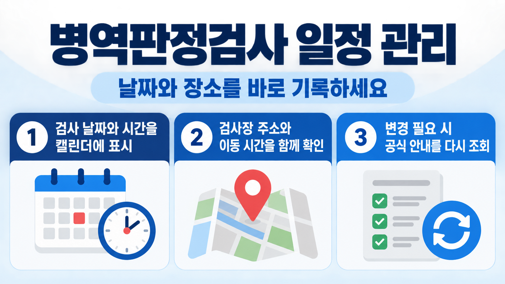 병역판정검사 안내문 확인 순서 정보카드