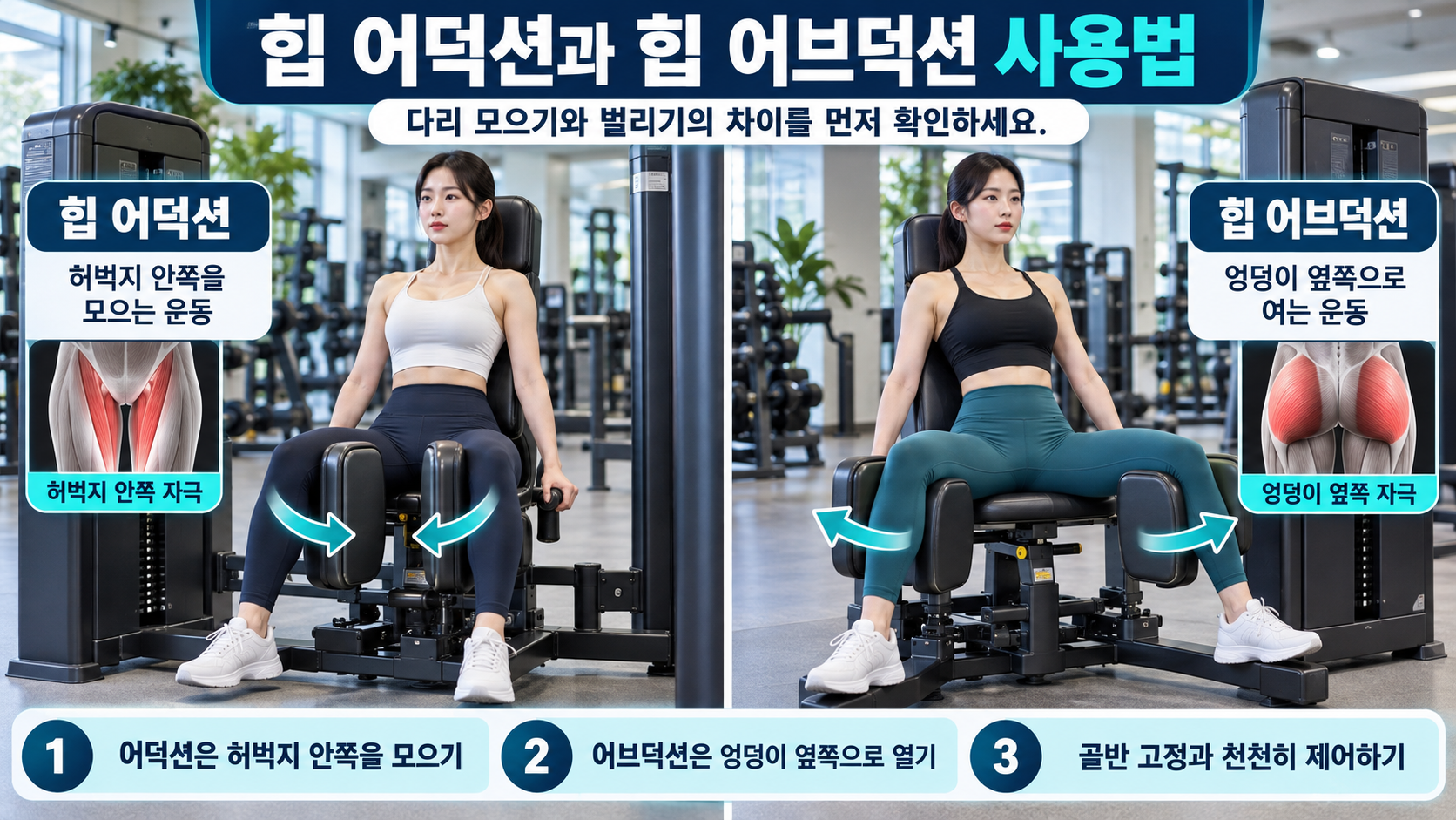 힙 어덕션과 힙 어브덕션 머신 사용법 핵심 정리