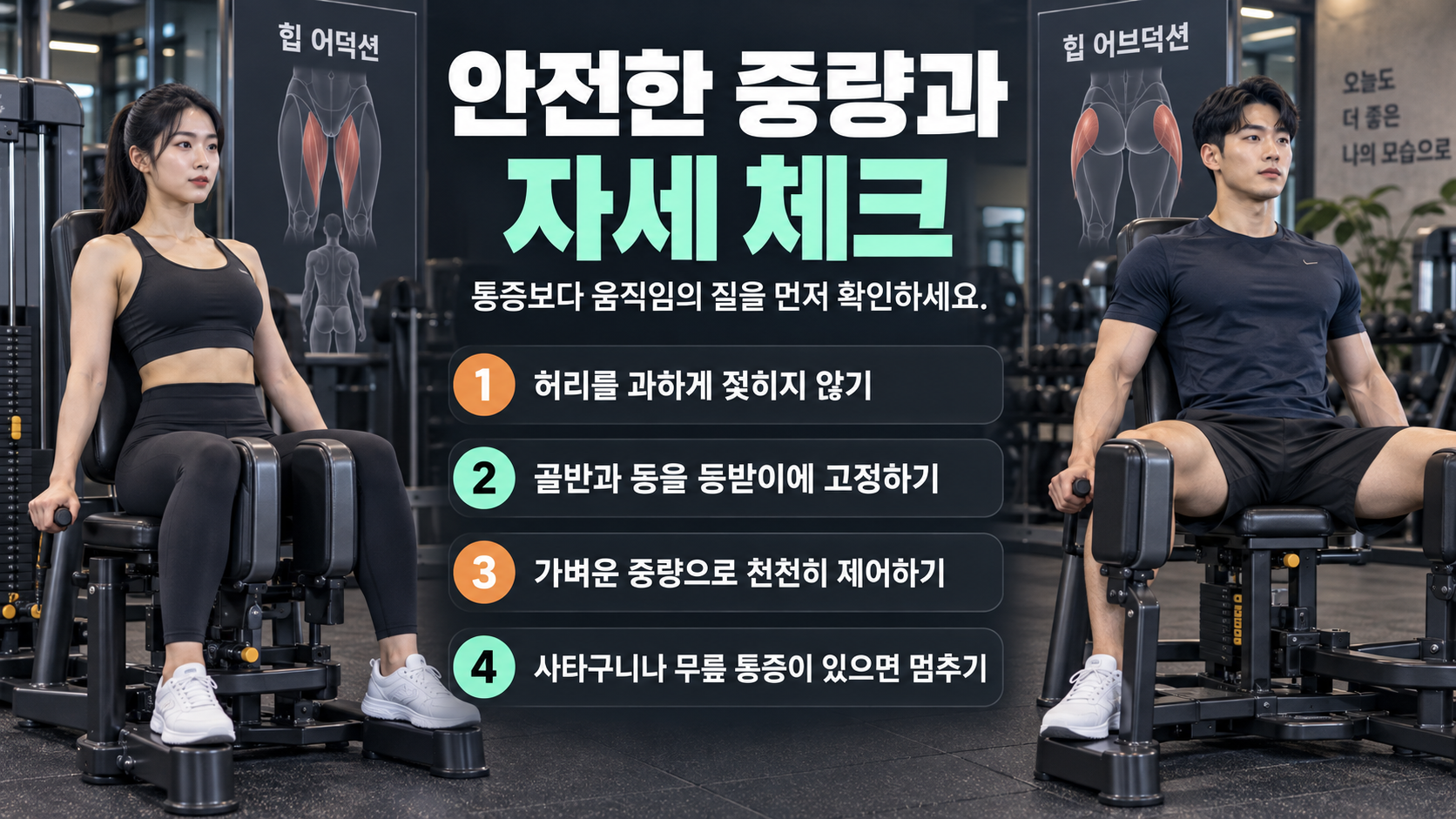 힙 어덕션과 힙 어브덕션 안전 체크리스트