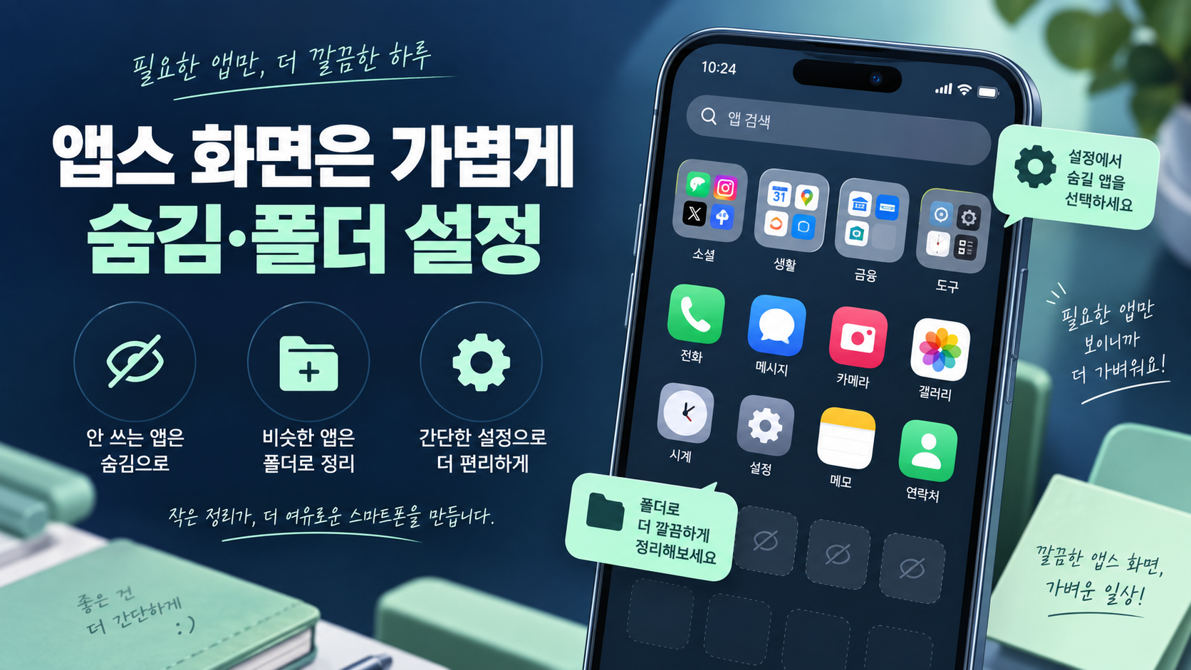 앱스 화면 숨김과 폴더 설정 정보카드