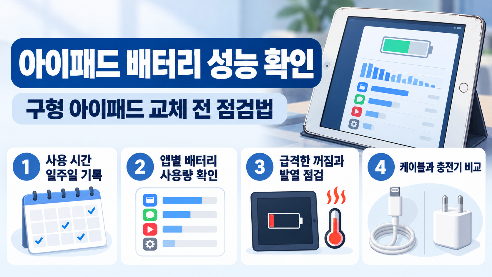 구형 아이패드 배터리 성능 확인 정보카드