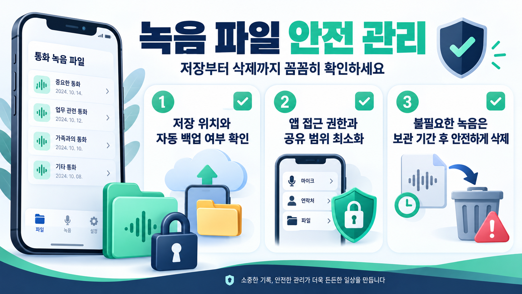 통화녹음 기록 관리 체크리스트 정보카드