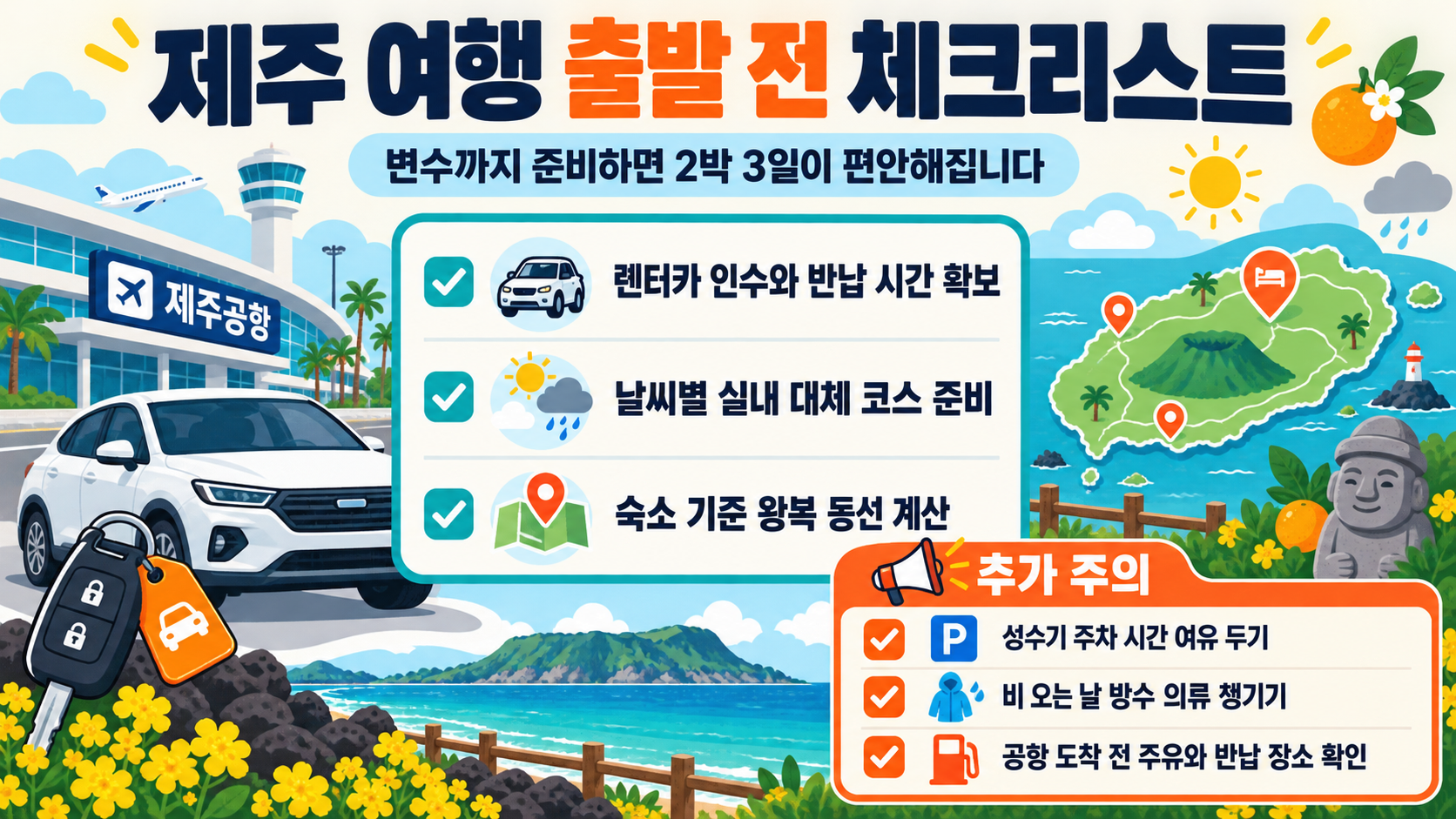 제주 여행 준비 체크리스트 정보카드