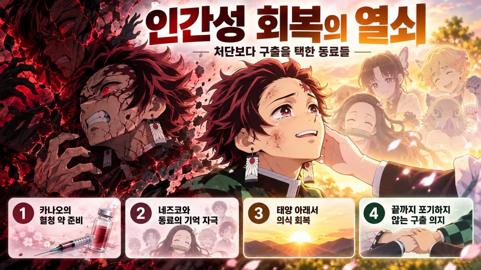 탄지로 오니화 결말 감상 포인트를 정리한 정보 카드