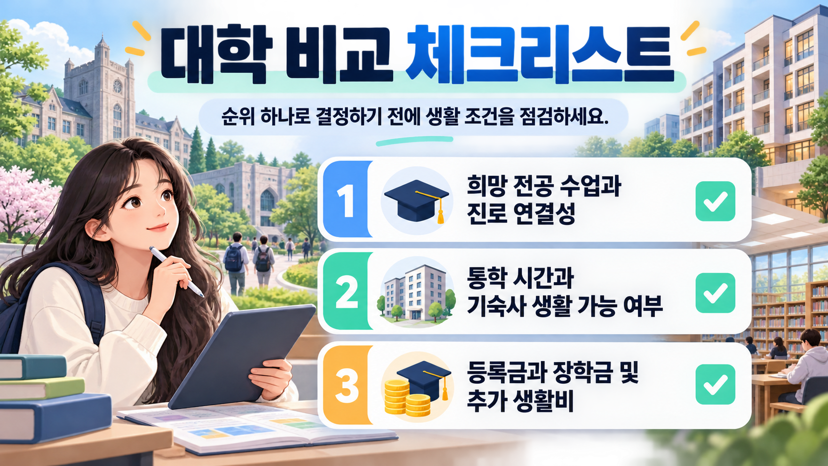 대학 선택 전 확인해야 할 체크리스트