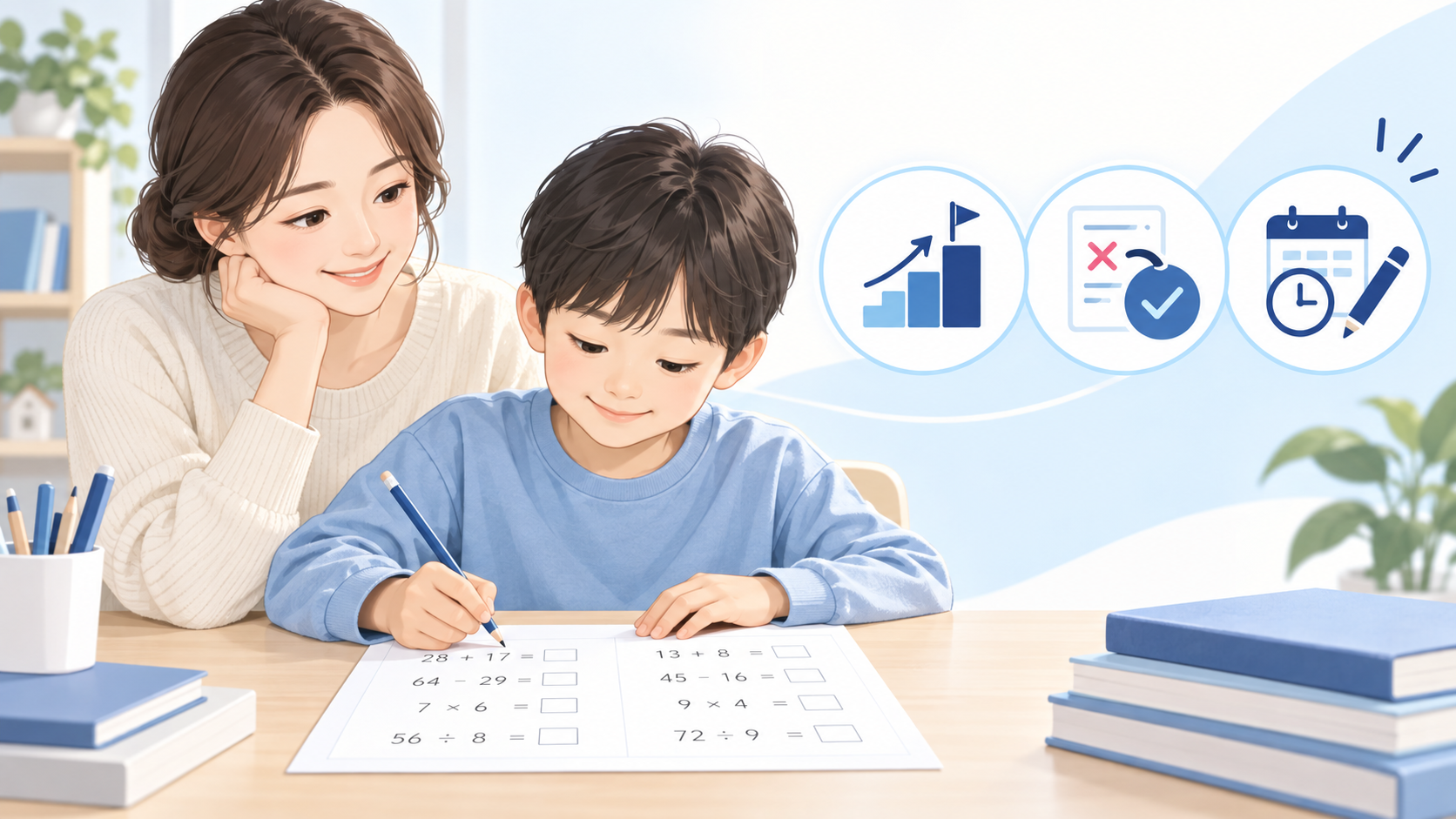 구몬 수학 D단계 학습 점검을 안내하는 한국형 교육 정보카드