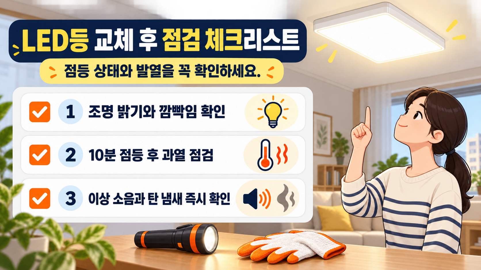 LED등 교체 후 점검 기준을 담은 정보카드
