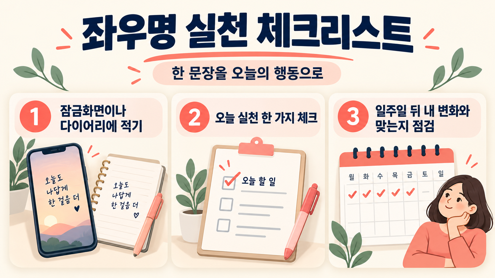 좌우명 선택과 점검 기준을 담은 정보 카드