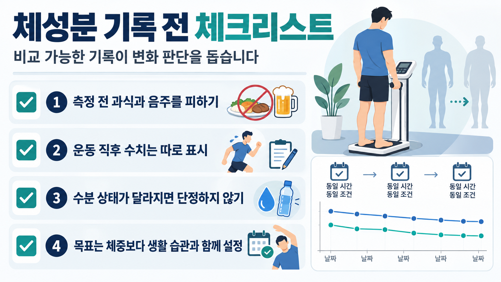 골격근량과 체지방률 해석 체크리스트 카드