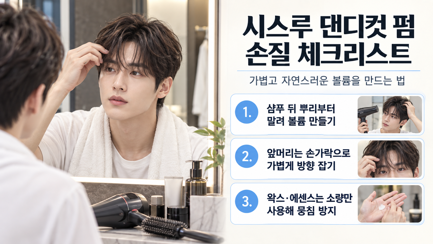 시스루 댄디컷 펌 예약과 관리 체크리스트 정보카드