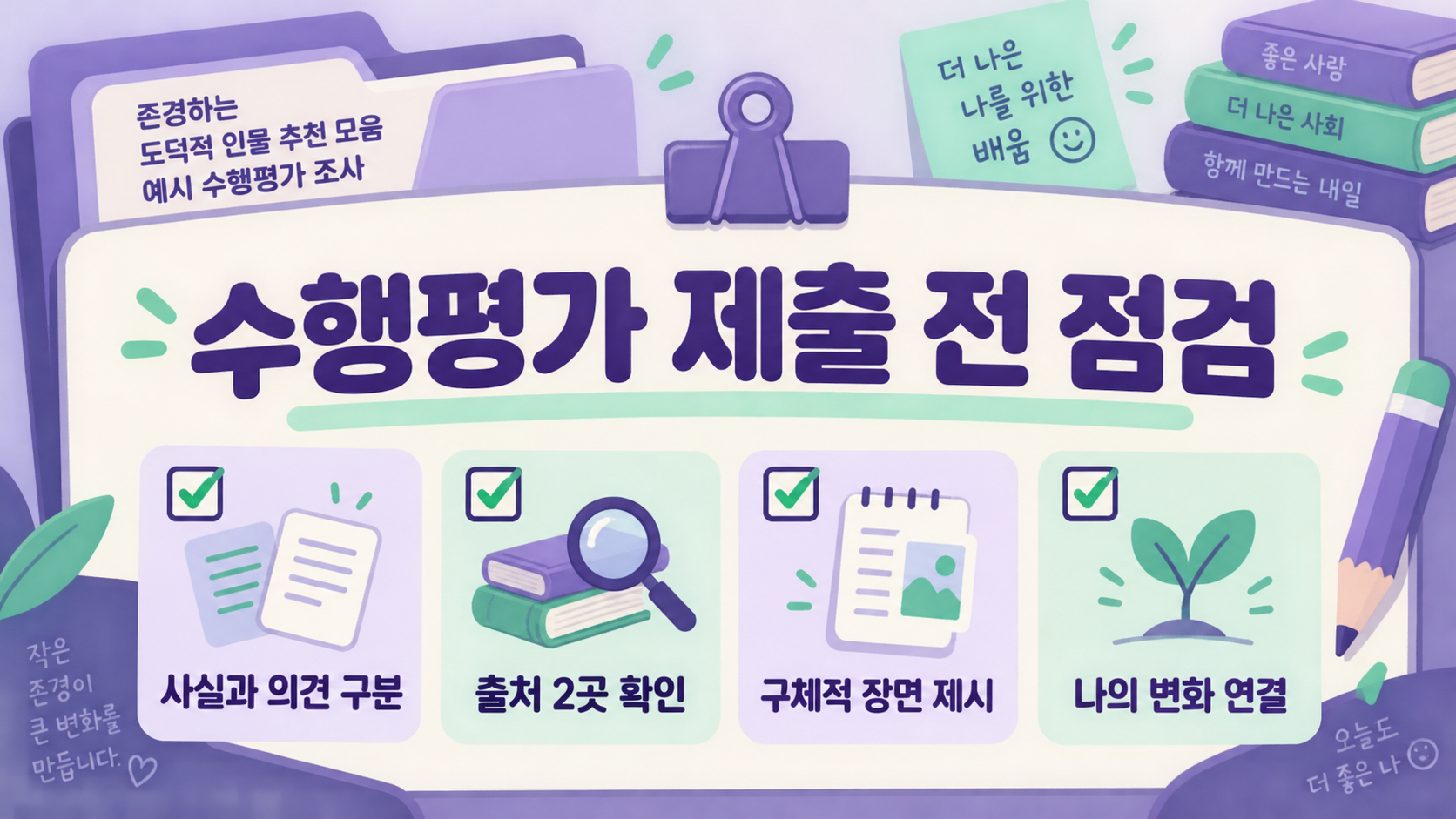 도덕적 인물 수행평가 제출 전 점검 체크리스트