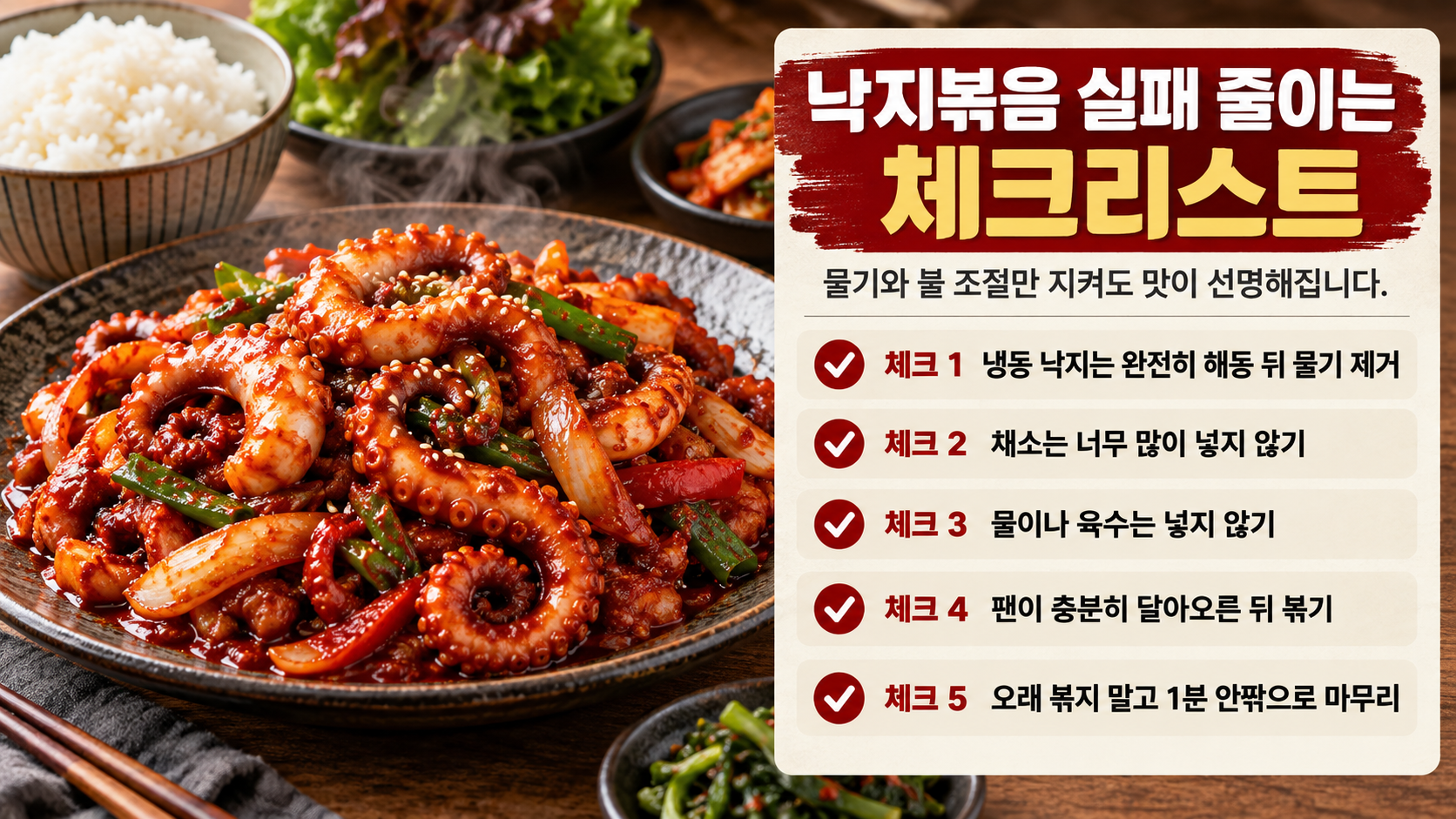 낙지볶음 실패를 줄이는 체크리스트 정보카드