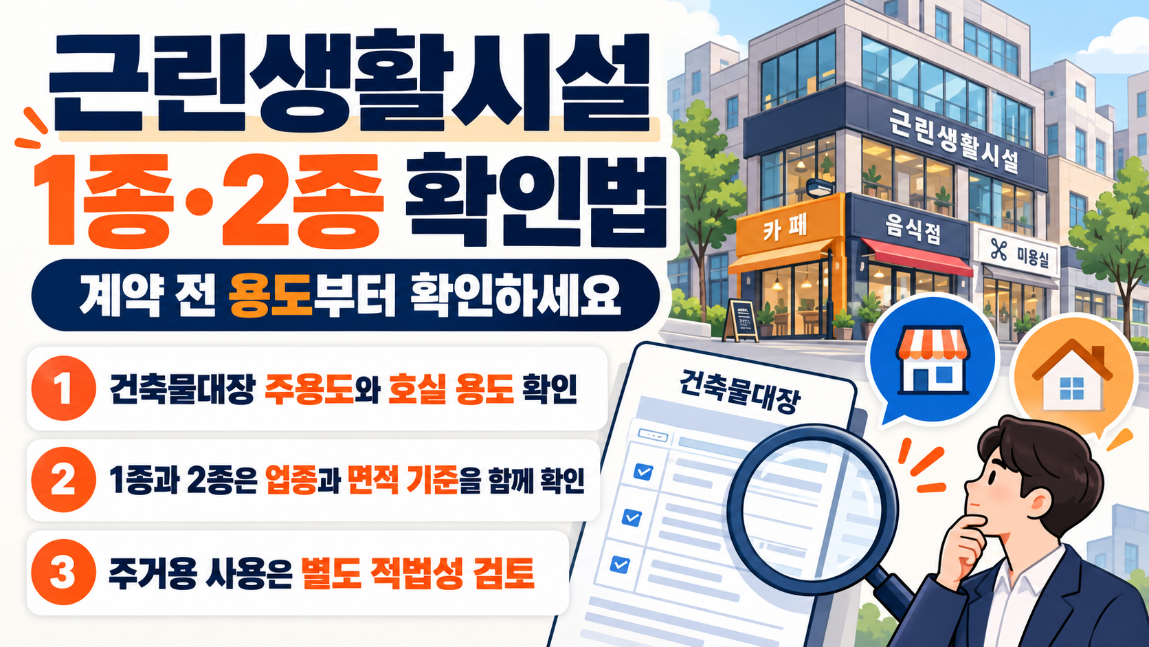 근린생활시설 1종 2종과 주거용 사용 확인 항목 정보카드