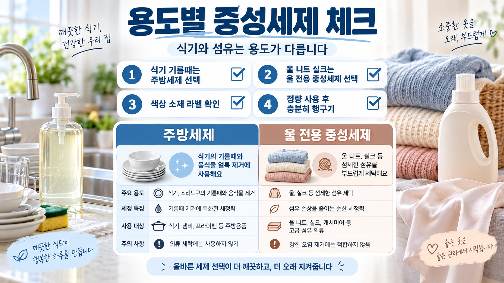 중성세제 사용 전 체크리스트 정보카드