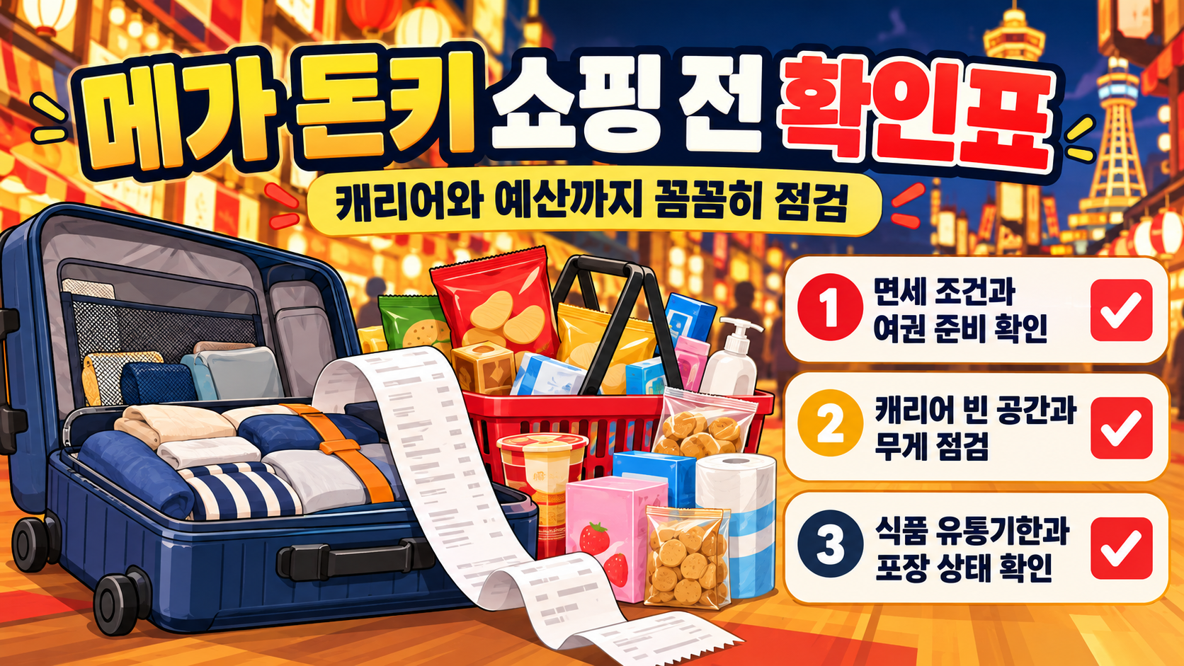 일본 쇼핑 면세와 포장 체크리스트 정보카드