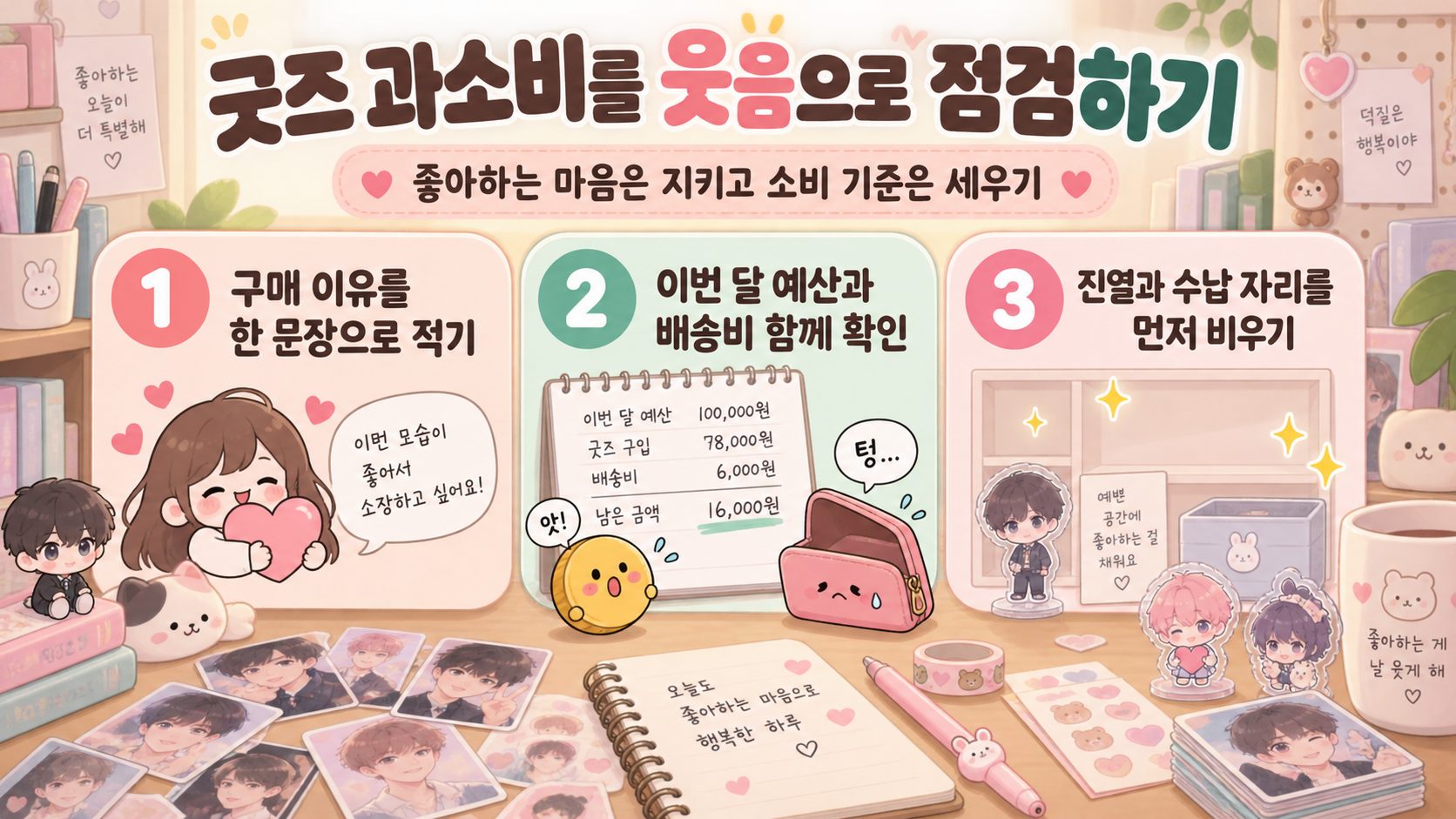 굿즈 과소비를 점검하는 한국어 정보카드