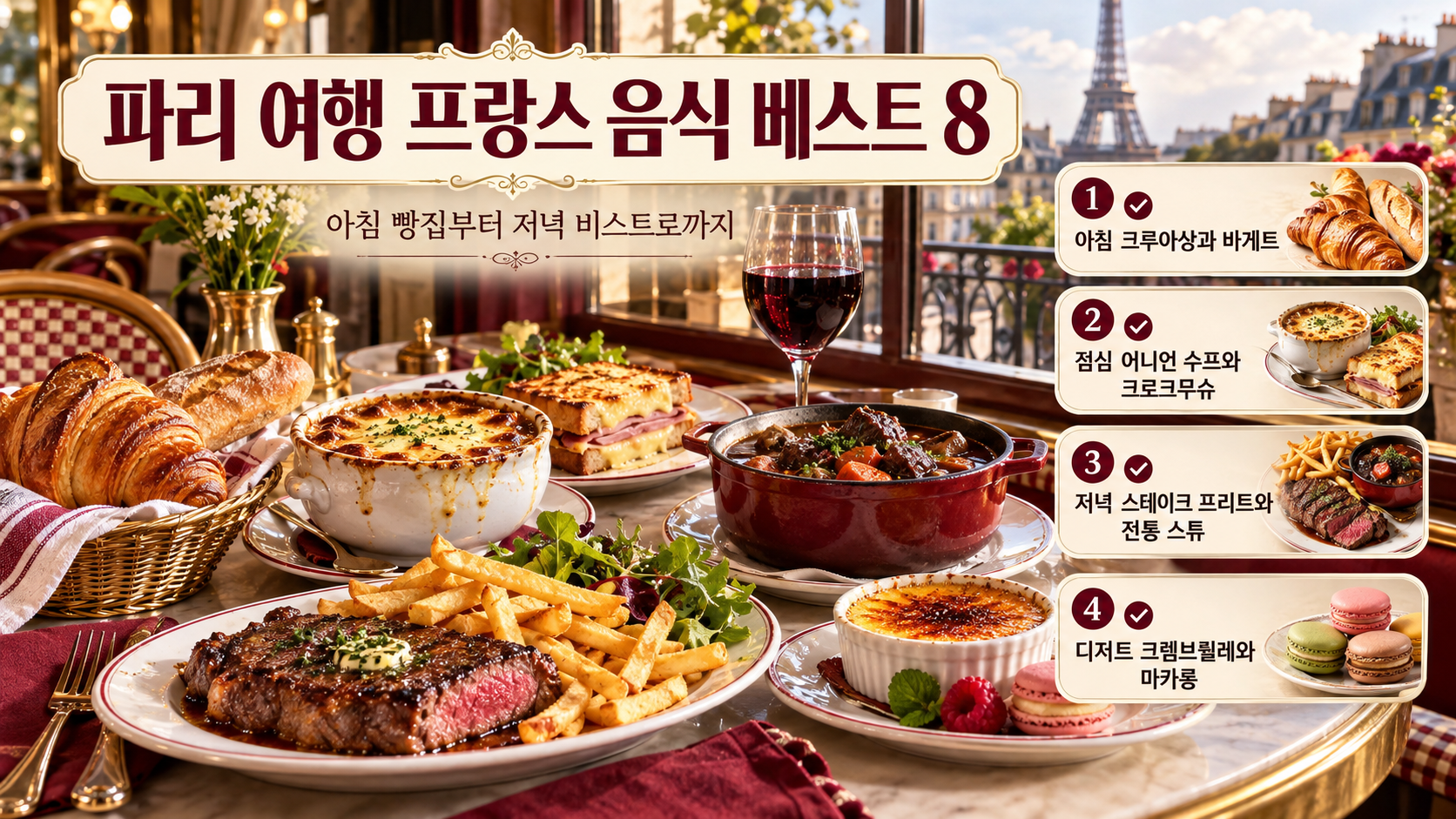 파리 여행 프랑스 음식 베스트 8 정보카드