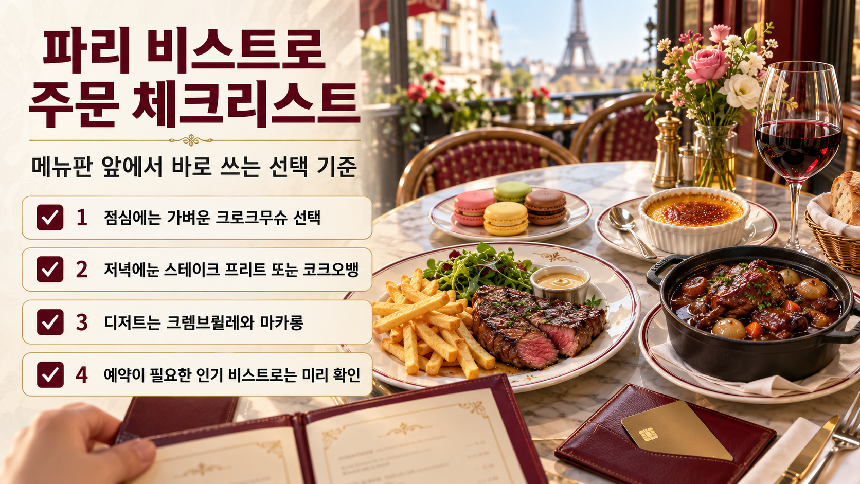프랑스 음식 주문 전 체크리스트 정보카드