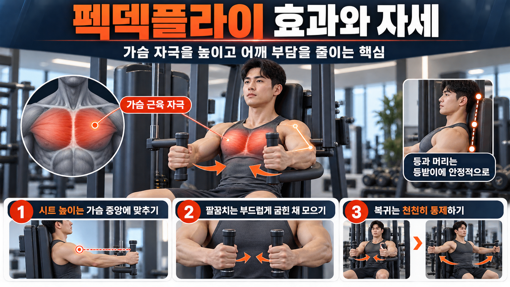 펙덱플라이 효과와 올바른 자세를 설명하는 정보카드