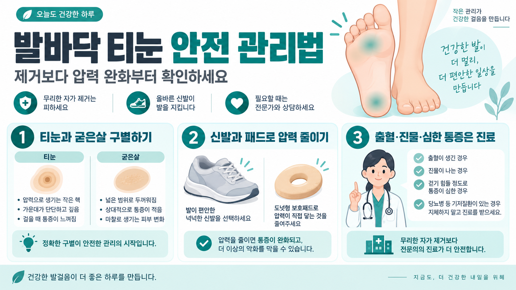 발바닥 티눈 원인과 안전한 관리법을 정리한 정보카드