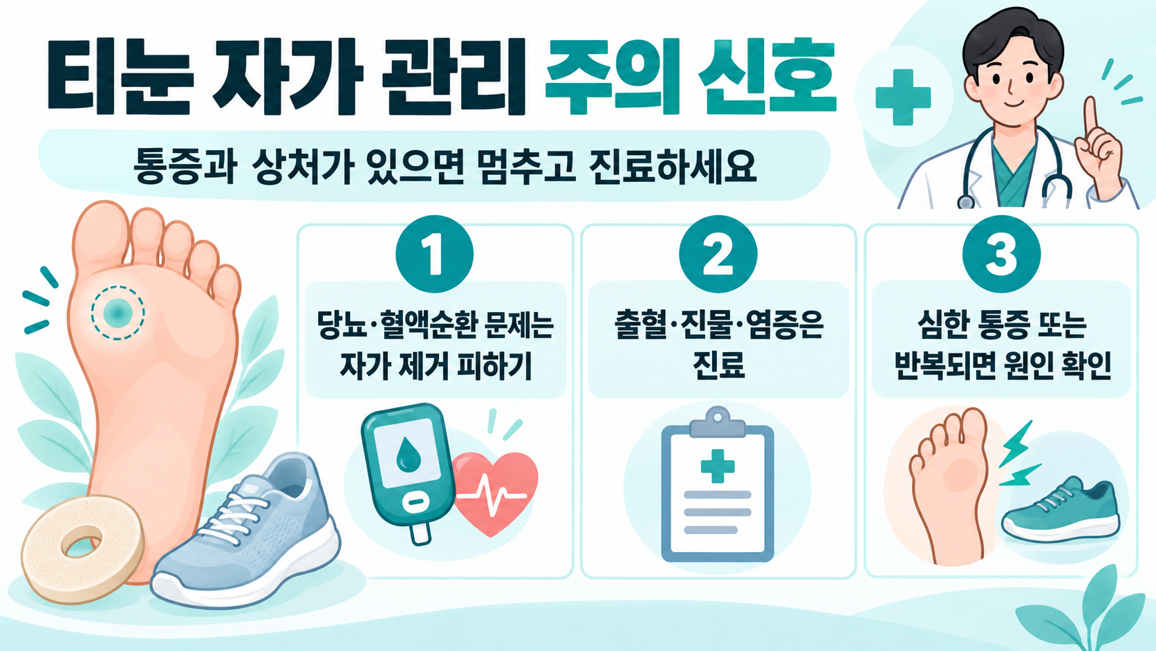 발바닥 티눈 병원 진료 신호를 정리한 정보카드
