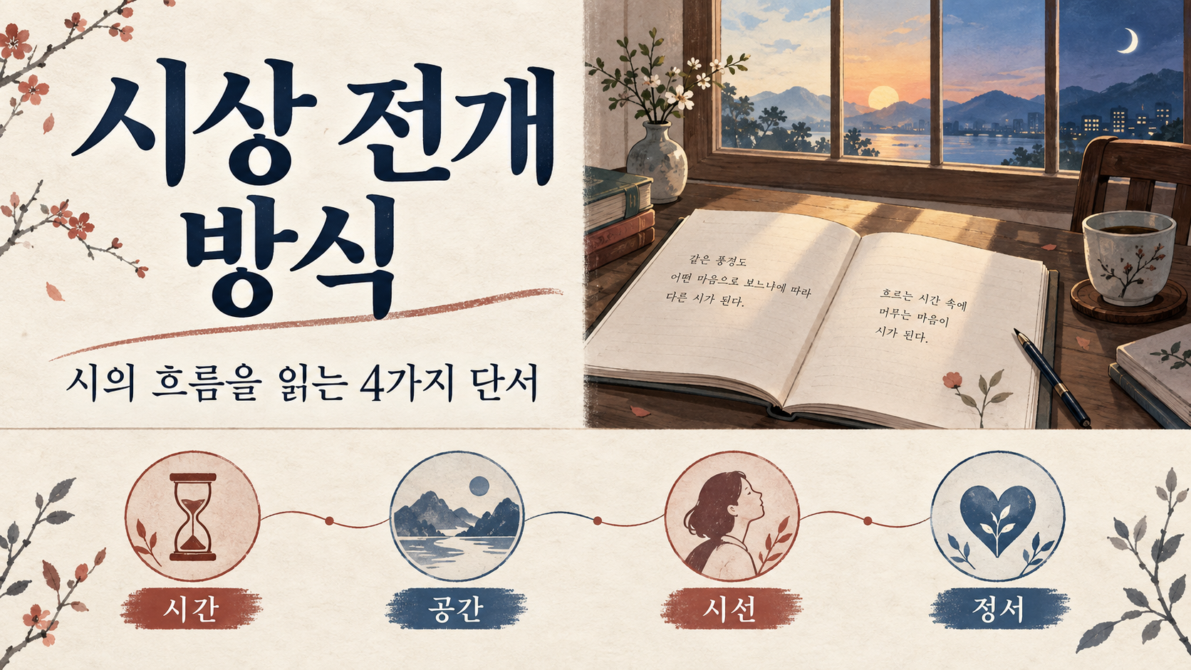 시상 전개 방식과 시간·공간·시선·정서 네 단서를 소개하는 한국형 정보카드